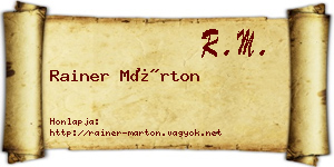 Rainer Márton névjegykártya